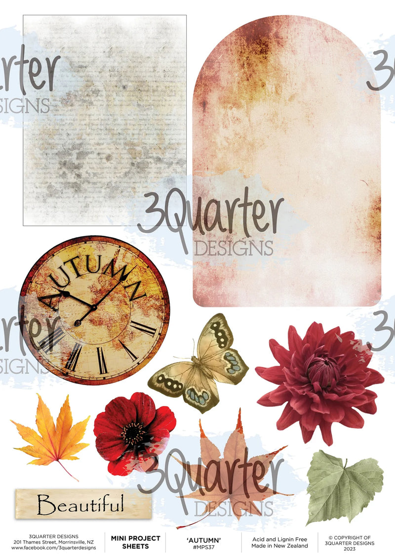 3Quarter Designs - Autumn Butterfly - Mini Project Sheet