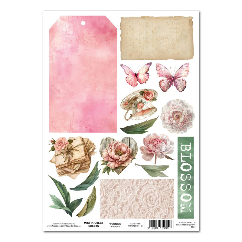 3Quarter Designs - Blossoming Peonies - Mini Project Sheet