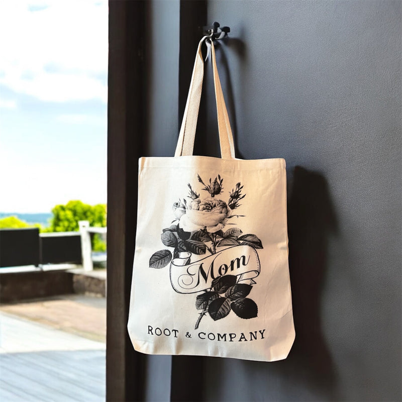 Root and Company - Vintage Roses Mom, Mothers Day, 12 oz Tote Bag