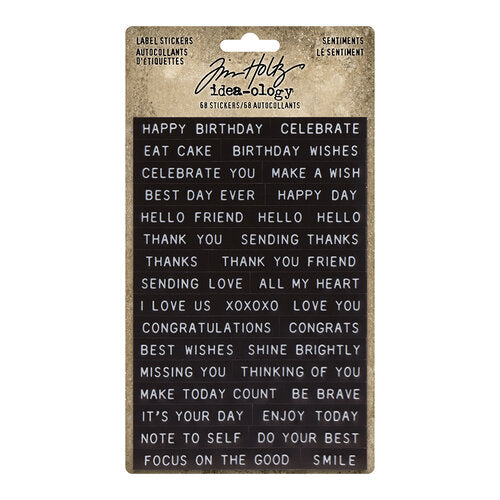 Tim Holtz - Idea-ology - Label Stickers - Sentiments