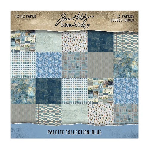 Tim Holtz - Idea-ology - Palette Collection - 12 x 12 Paper Pack - Blue