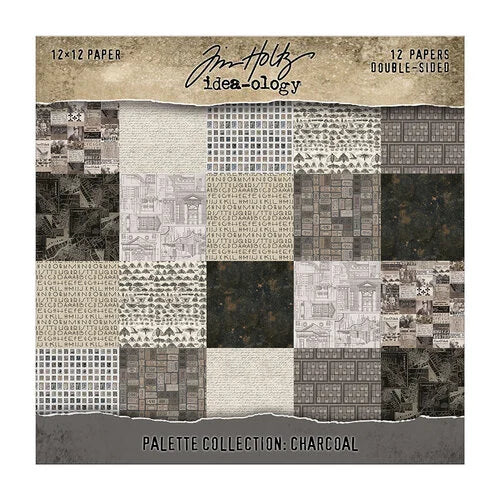 Tim Holtz - Idea-ology - Palette Collection - 12 x 12 Paper Pack - Charcoal