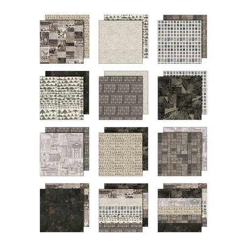 Tim Holtz - Idea-ology - Palette Collection - 12 x 12 Paper Pack - Charcoal