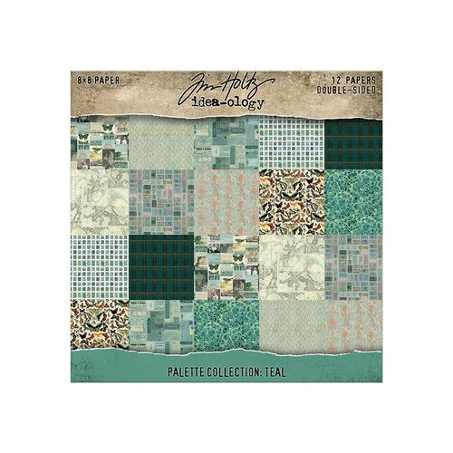 Tim Holtz - Idea-ology - Palette Collection - 8 x 8 Paper Pack - Teal