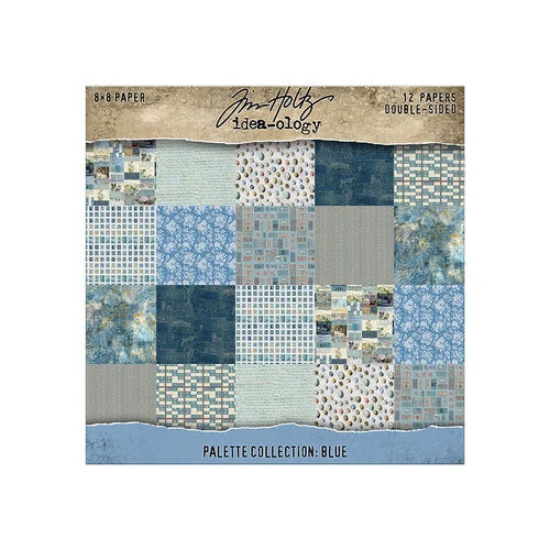 Tim Holtz - Idea-ology - Palette Collection - 8 x 8 Paper Pack - Blue