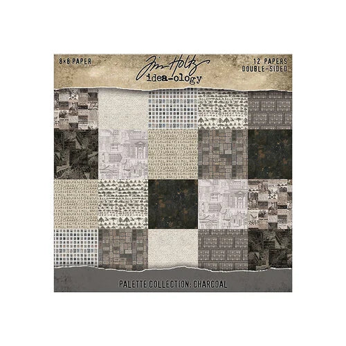 Tim Holtz - Idea-ology - Palette Collection - 8 x 8 Paper Pack - Charcoal