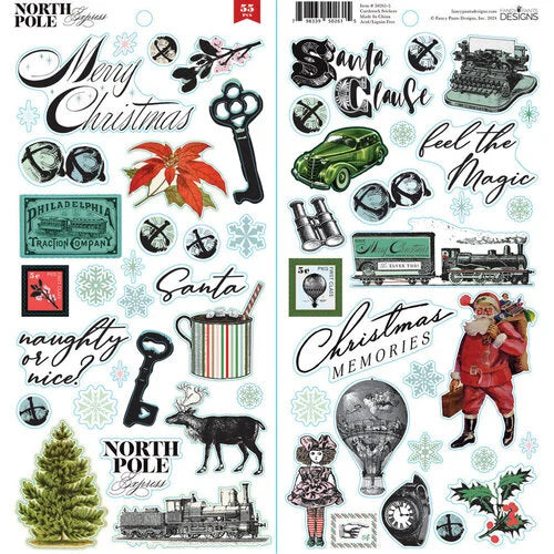 Fancy Pants Designs - North Pole Express Collection - 6 x 12 Cardstock Sticker Sheet