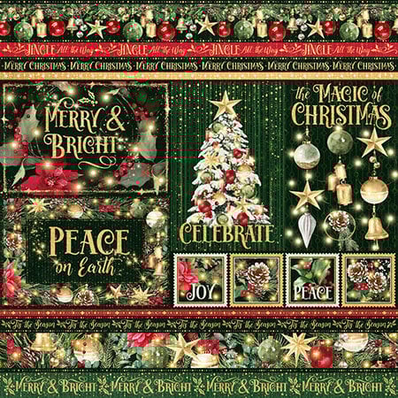 Graphic 45 - Merry & Bright Collection - 12 x 12 Double Sided Paper - Celebrate Peace