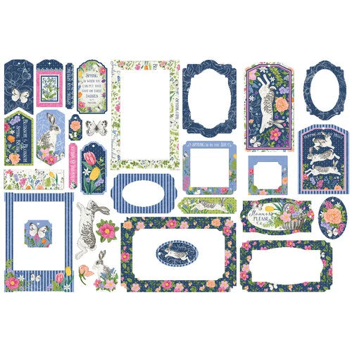 Graphic 45 - Spring Is In The Air Collection - Chipboard Embellishments - Tags And Frames