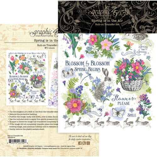 Graphic 45 - Spring Is In The Air Collection - Rub-On Transfers