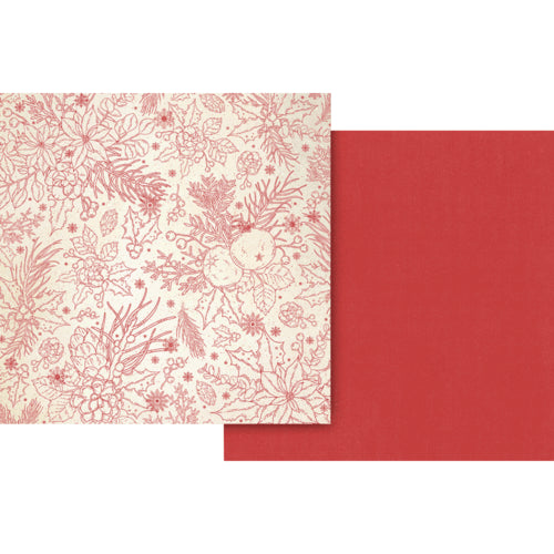 Graphic 45 - Deck The Halls - 12 X 12 Double Sided Paper - Poinsettia Red Pattern and Solid