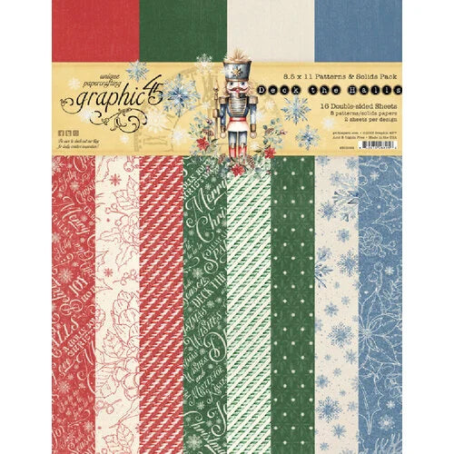 Graphic 45 - Deck The Halls - 8.5 X 11 Patterns And Solids Paper Pack