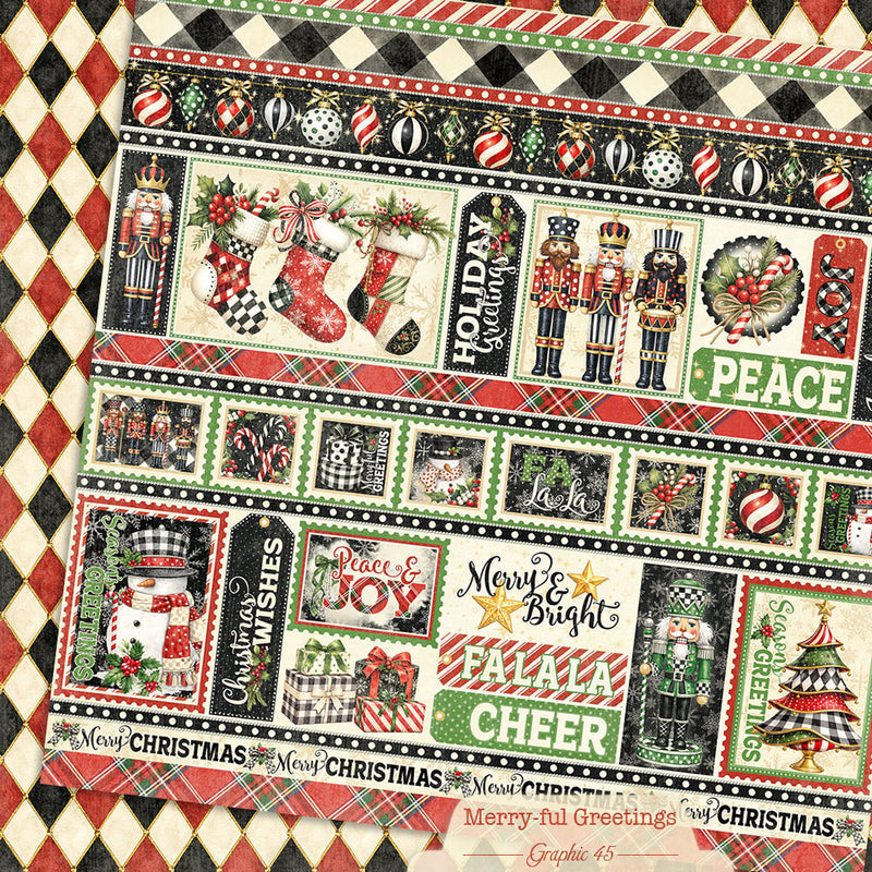 Graphic 45 - Merry-ful Greetings - 12 x 12 Double Sided Paper - Borders