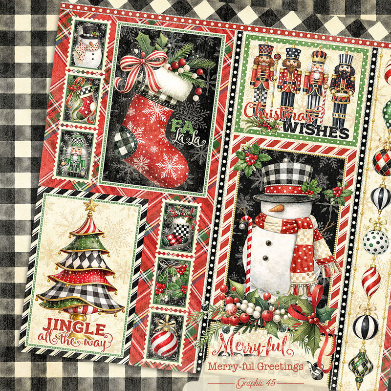 Graphic 45 - Merry-ful Greetings - 12 x 12 Double Sided Paper - Signature Cut-Apart