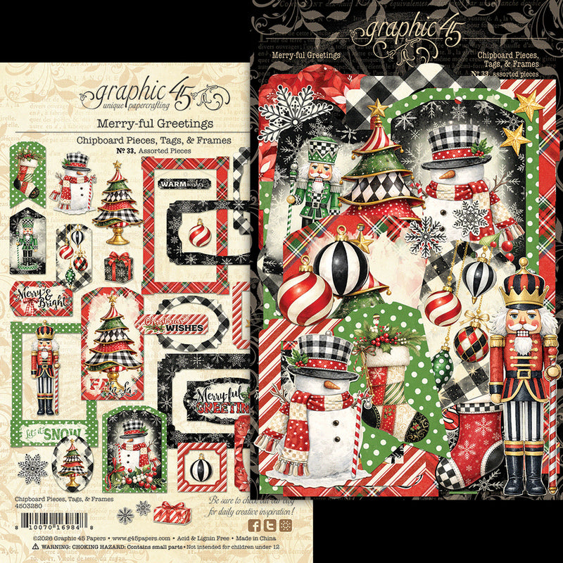 Graphic 45 - Merry-Ful Greetings - Tags And Frames