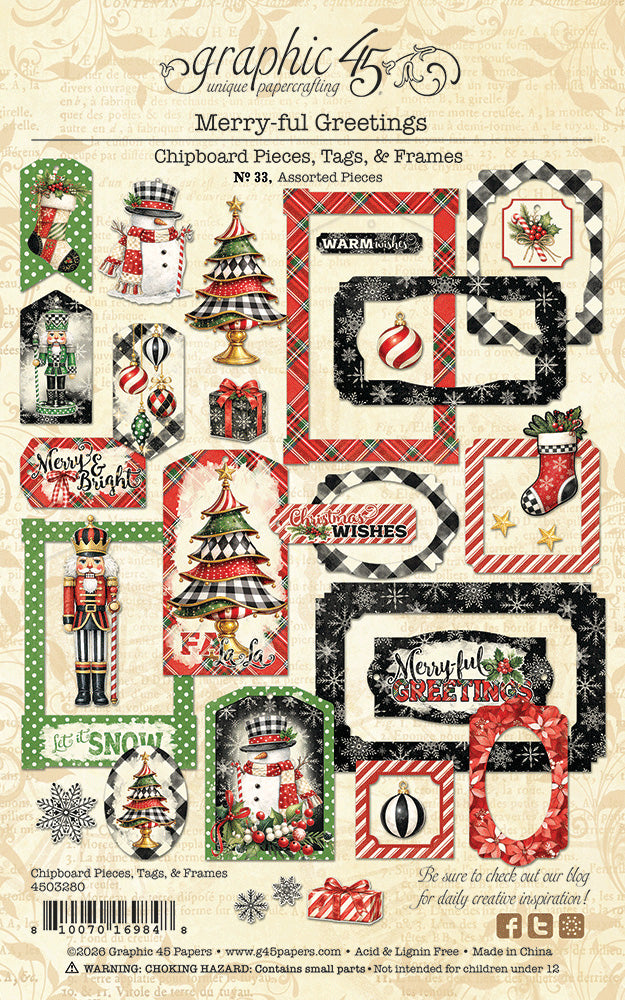Graphic 45 - Merry-Ful Greetings - Tags And Frames