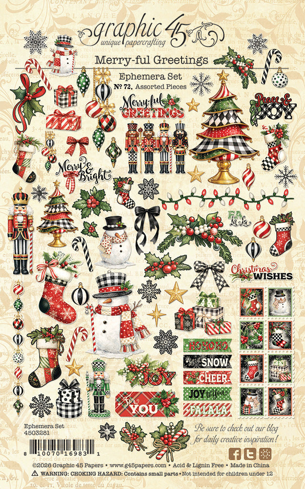 Graphic 45 - Merry-Ful Greetings - Ephemera