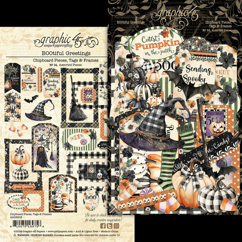 Graphic 45 - BOOtiful Greetings - Tags And Frames