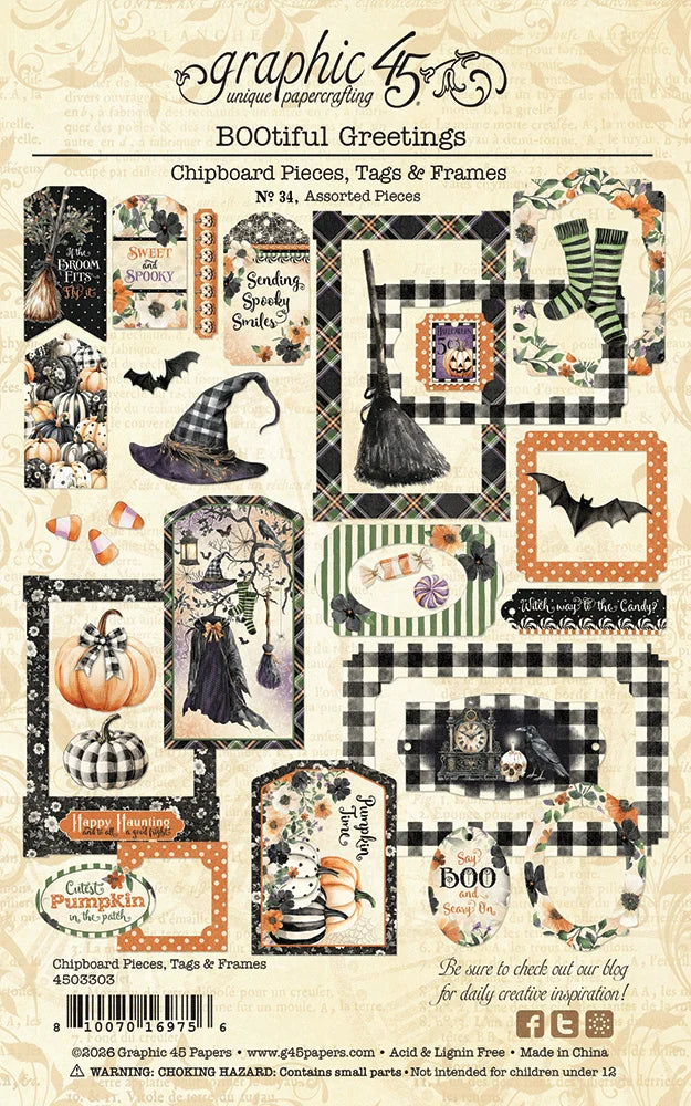 Graphic 45 - BOOtiful Greetings - Tags And Frames