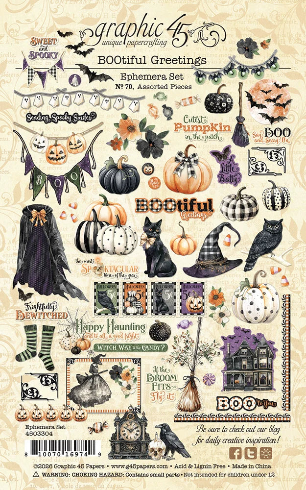 Graphic 45 - BOOtiful Greetings - Ephemera