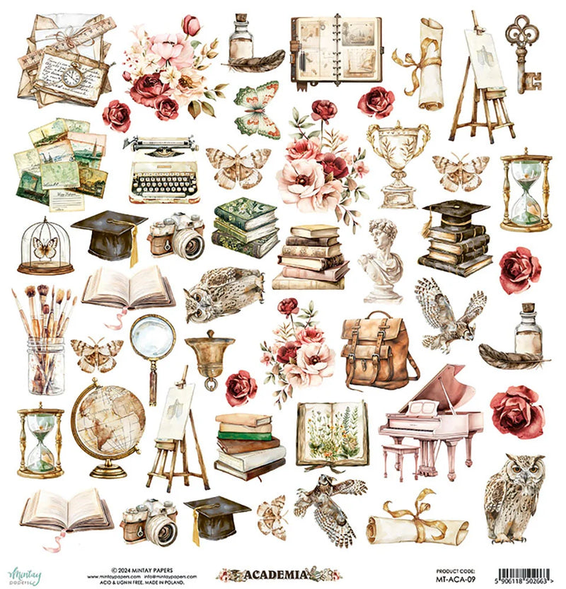 Mintay Papers - Academia Collection - 12 x 12 Double Sided Paper - Elements