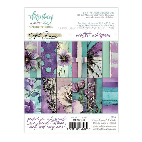 Mintay Papers - 6 x 8 Art Journal Paper Pad - Violet Whispers