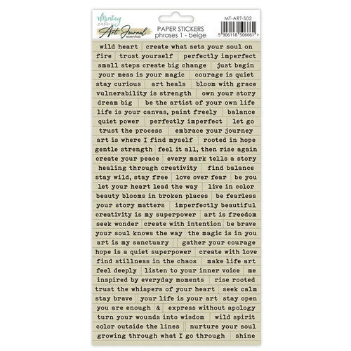 Mintay Papers - 6 x 12 Art Journal Stickers - Phrases 1 - Beige