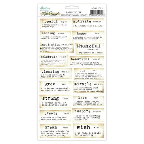 Mintay Papers - 6 x 12 Art Journal Stickers - Dictionary Words - Happy