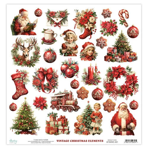 Mintay Papers - 12 x 12 Single Sided Paper - Elements - Vintage Christmas