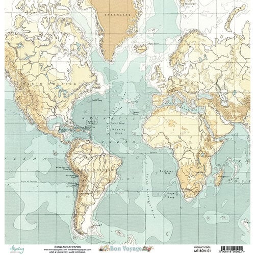 Mintay Papers - Bon Voyage Collection - 12 x 12 Double Sided Paper - 01