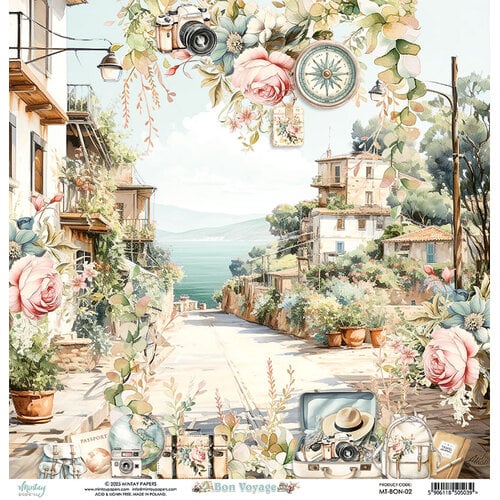 Mintay Papers - Bon Voyage Collection - 12 x 12 Double Sided Paper - 02