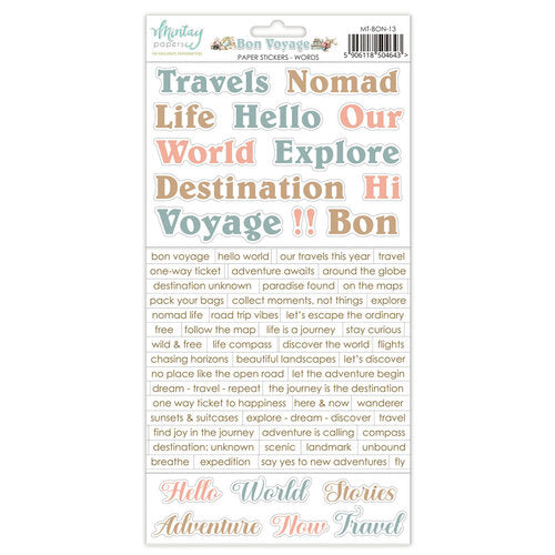 Mintay Papers - Bon Voyage Collection - 6 x 12 Stickers - Words
