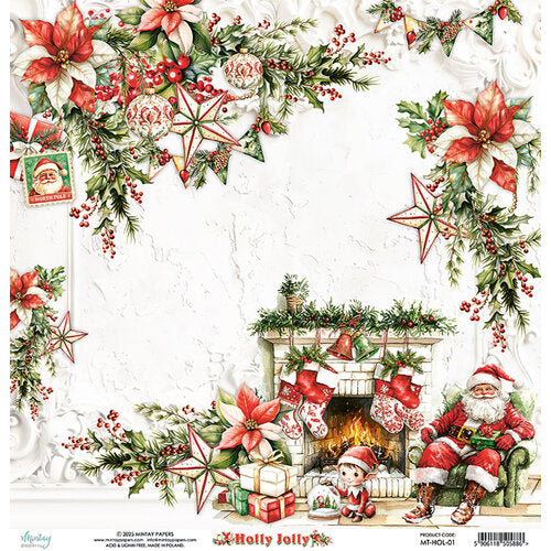 Mintay Papers - Holly Jolly - 12 x 12 Double Sided Paper - 01