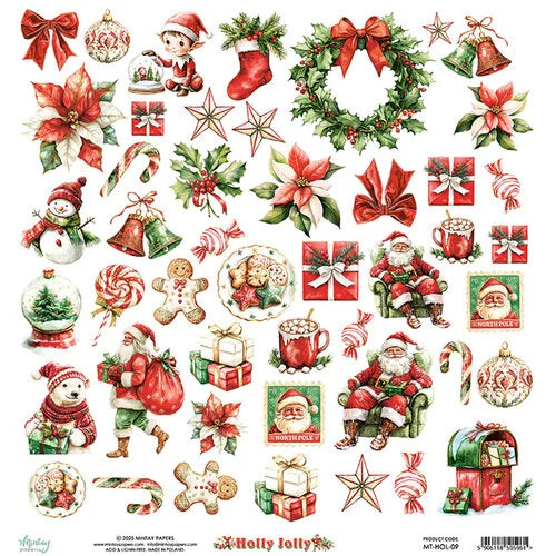 Mintay Papers - Holly Jolly - 12 x 12 Double Sided Paper - Elements