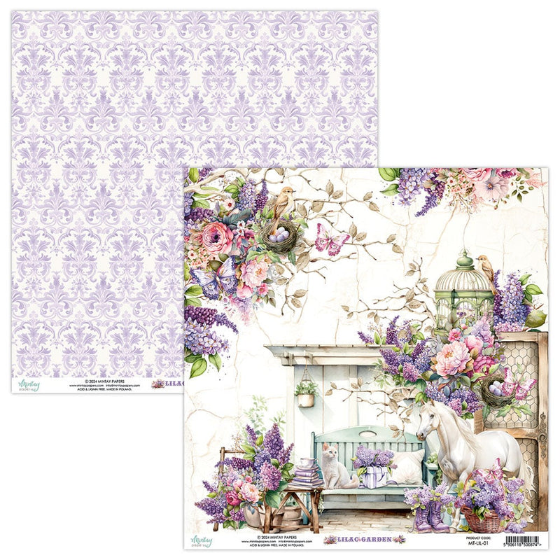 Mintay Papers - Lilac Garden Collection - 12 x 12 Double Sided Paper - 01