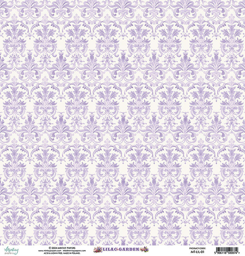 Mintay Papers - Lilac Garden Collection - 12 x 12 Double Sided Paper - 01
