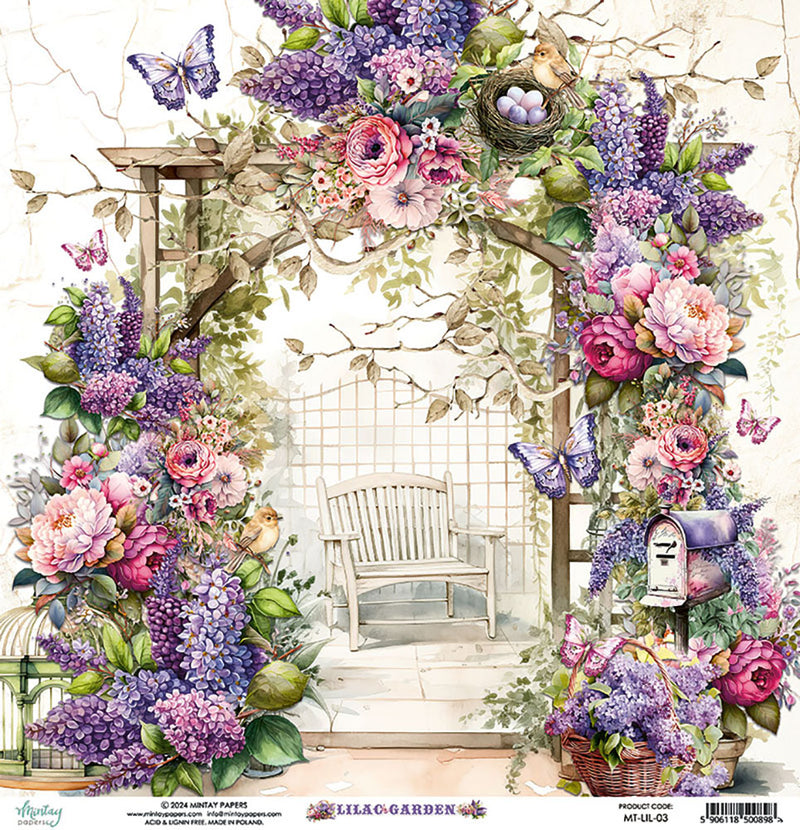 Mintay Papers - Lilac Garden Collection - 12 x 12 Double Sided Paper - 03
