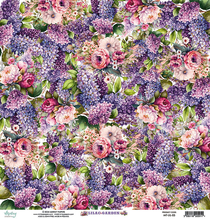 Mintay Papers - Lilac Garden Collection - 12 x 12 Double Sided Paper - 05