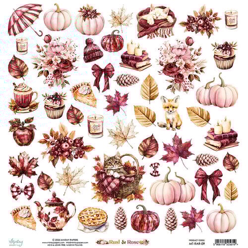 Mintay Papers - Rust & Rose Collection - 12 x 12 Double Sided Paper - Elements