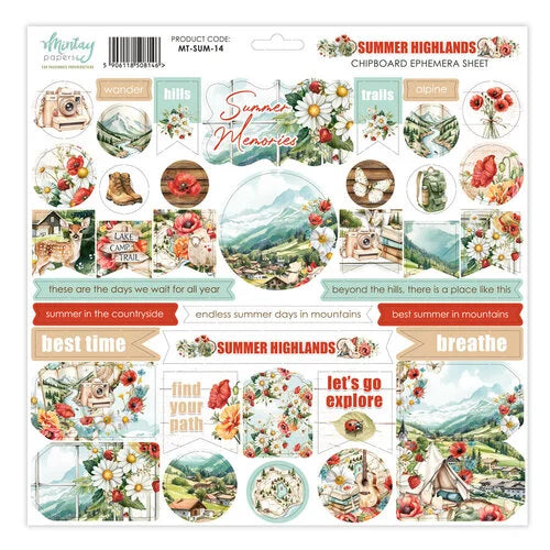 Mintay Papers - Summer Highlands - 12 x 12 Chipboard Ephemera Sheet