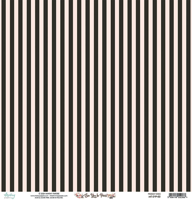 Mintay Papers - See You In Paris Collection - 12 x 12 Double Sided Paper - 02