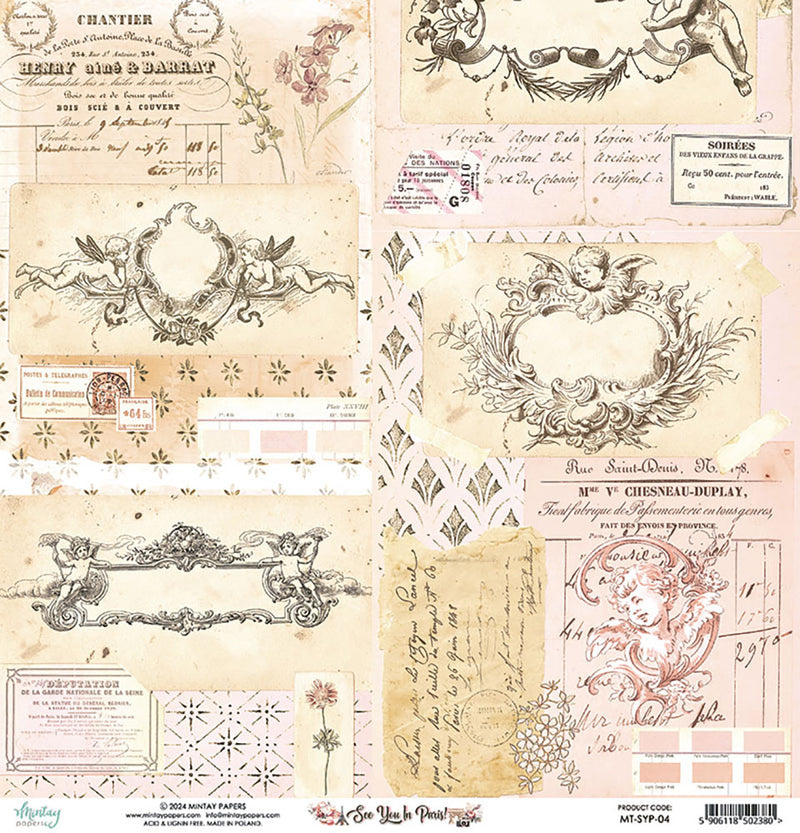 Mintay Papers - See You In Paris Collection - 12 x 12 Double Sided Paper - 04