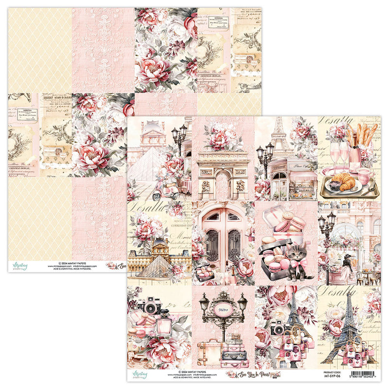 Mintay Papers - See You In Paris Collection - 12 x 12 Double Sided Paper - 06