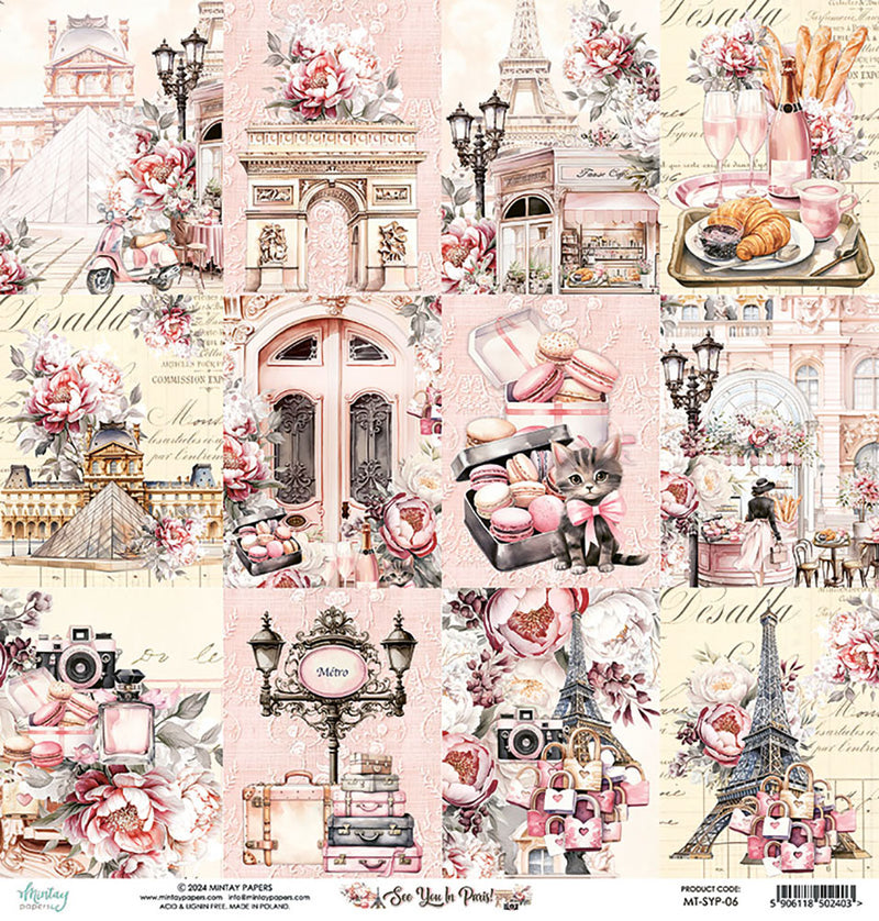 Mintay Papers - See You In Paris Collection - 12 x 12 Double Sided Paper - 06