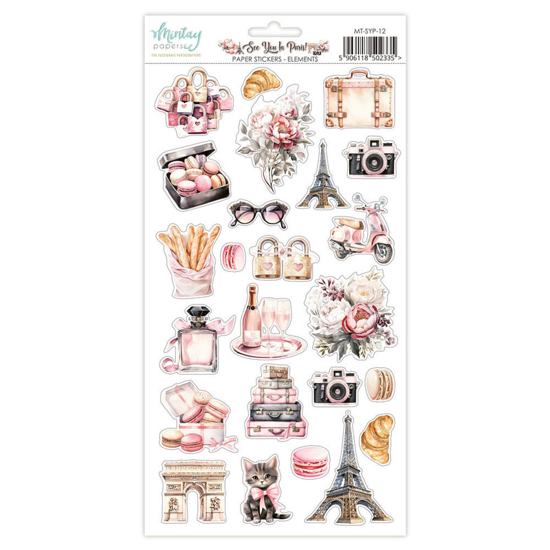 Mintay Papers - See You In Paris Collection - 6 x 12 Stickers - Elements