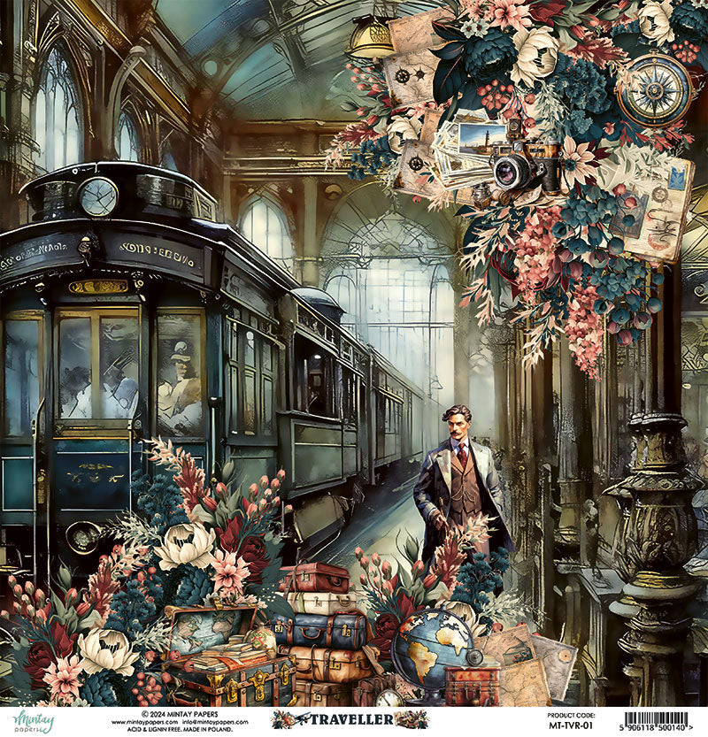 Mintay Papers - Traveller Collection - 12 x 12 Double Sided Paper - 01