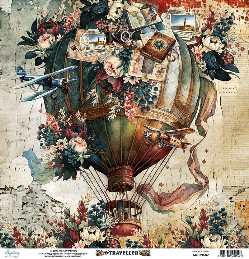 Mintay Papers - Traveller Collection - 12 x 12 Double Sided Paper - 02