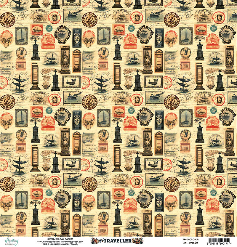 Mintay Papers - Traveller Collection - 12 x 12 Double Sided Paper - 04