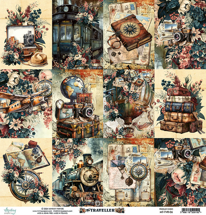 Mintay Papers - Traveller Collection - 12 x 12 Double Sided Paper - 06