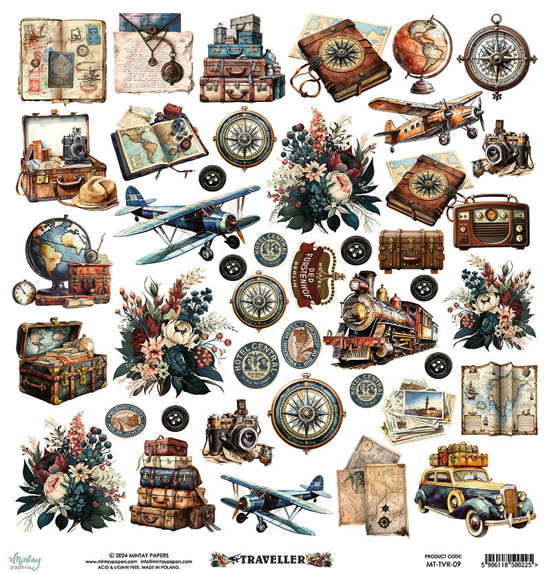 Mintay Papers - Traveller Collection - 12 x 12 Double Sided Paper - Elements